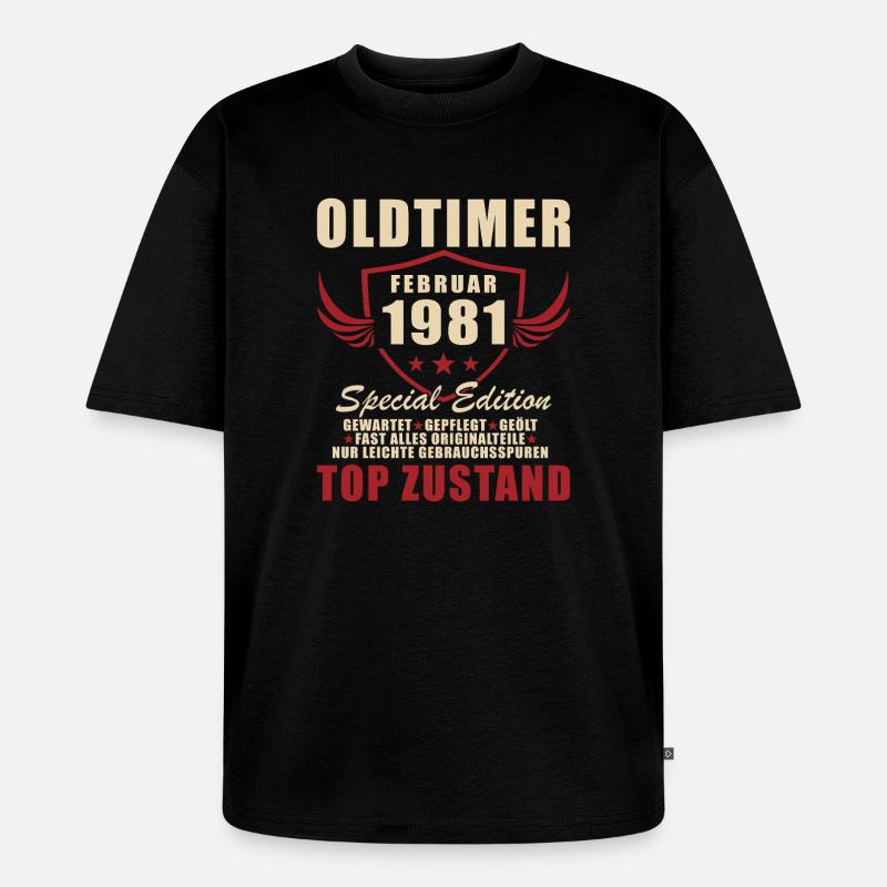 Février 1981 Anniversaire Oldtimer 1981 - T-shirt Premium bio oversize Unisexe - noir