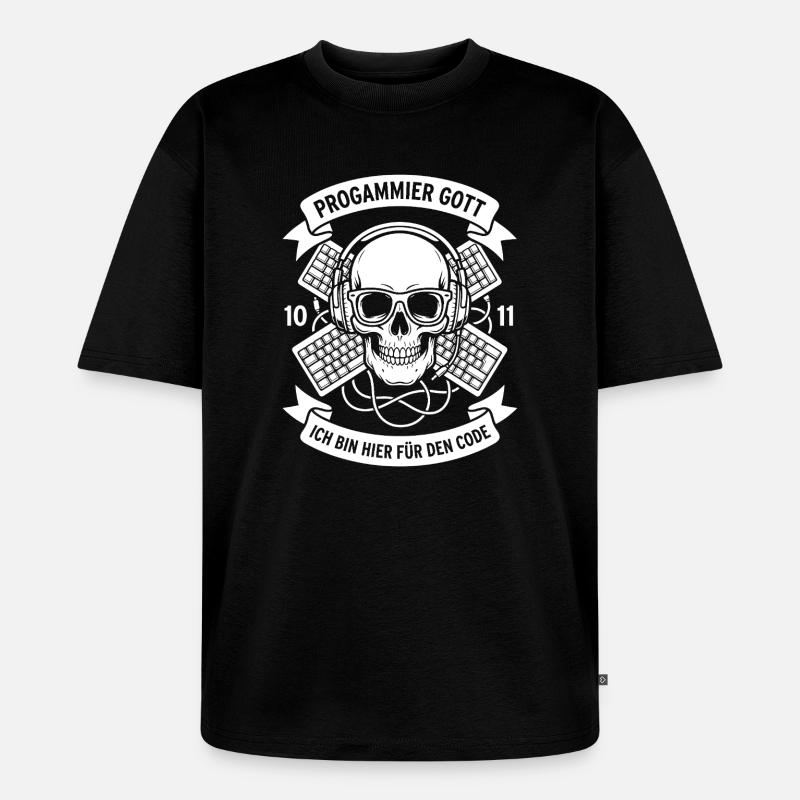 Code Schädel mit Kopfhörern - Unisex Premium Oversized Bio T-Shirt - Schwarz