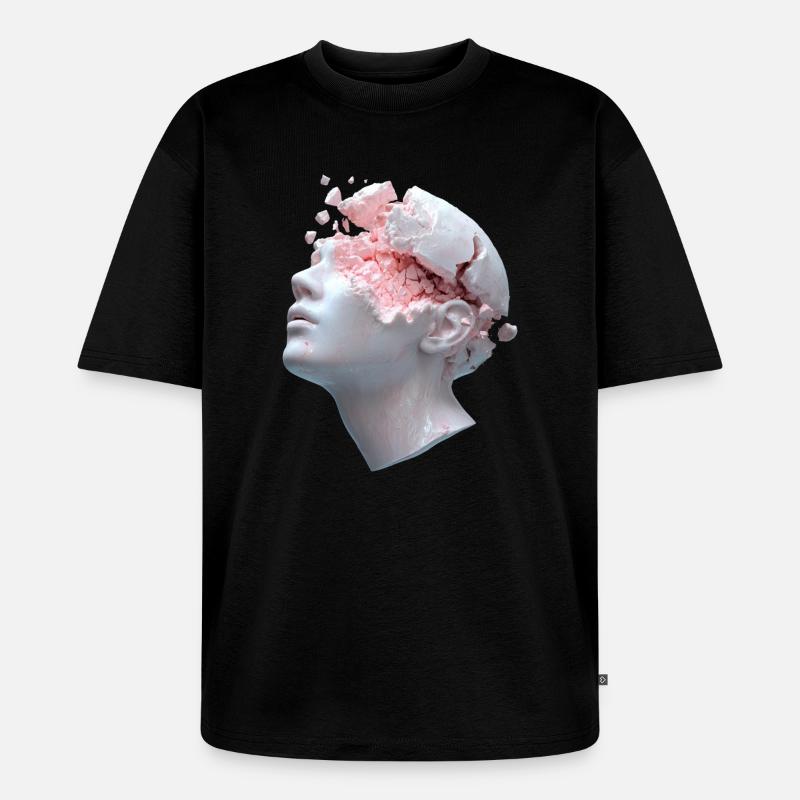 Zerfallender Kopf, innere Gedanken als Trümmer - Unisex Premium Oversized Bio T-Shirt - Schwarz