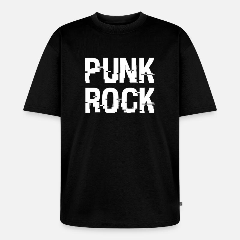 Punkrock Distressed Typografie - Unisex Premium Oversized Bio T-Shirt - Schwarz