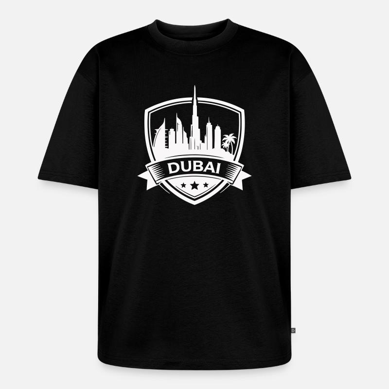 Dubai Skyline Abzeichen Schild - Unisex Premium Oversized Bio T-Shirt - Schwarz