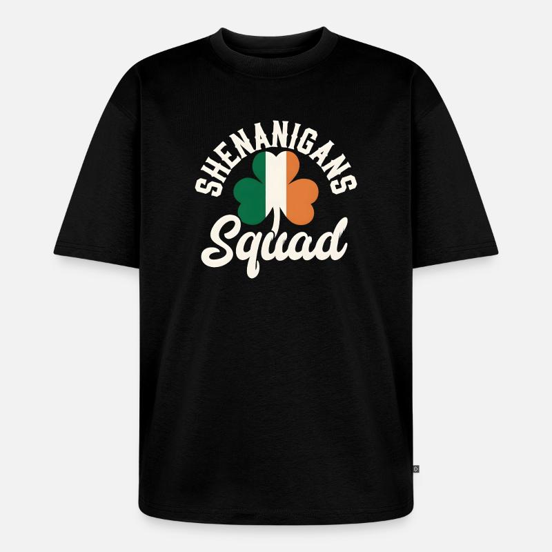 Irish Shenanigans Squad Shamrock Design - Unisex Premium Oversized Bio T-Shirt - Schwarz