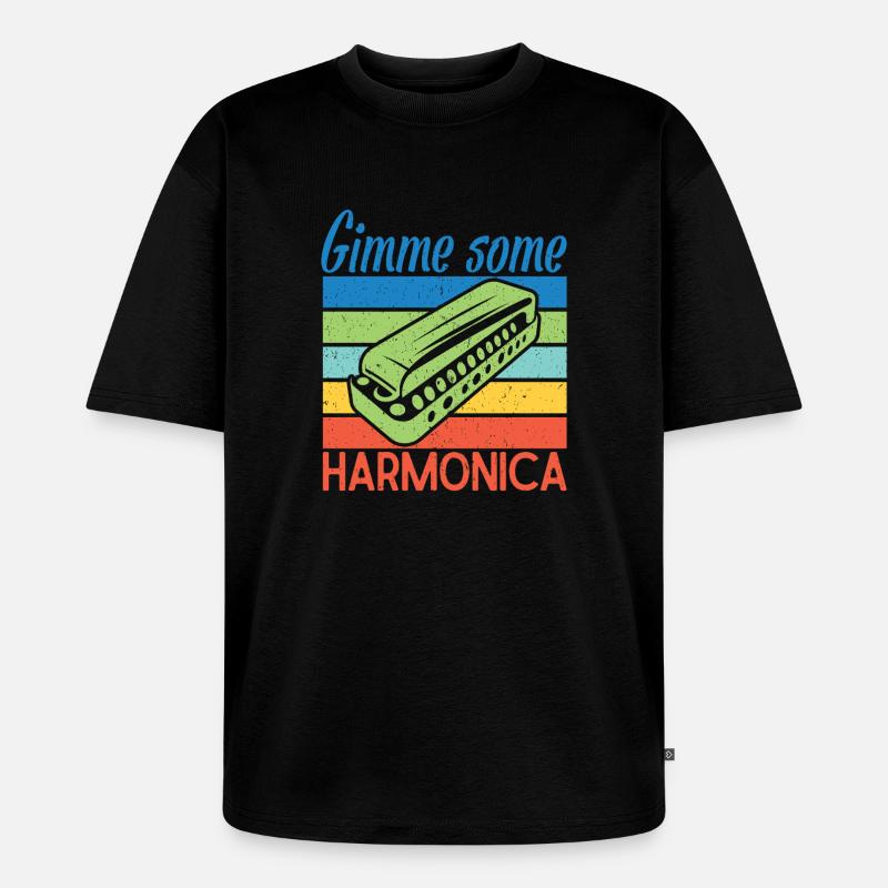 Funny Harmonica Player Gimme Some Harmonica - Unisex Premium Oversized Bio T-Shirt - Schwarz