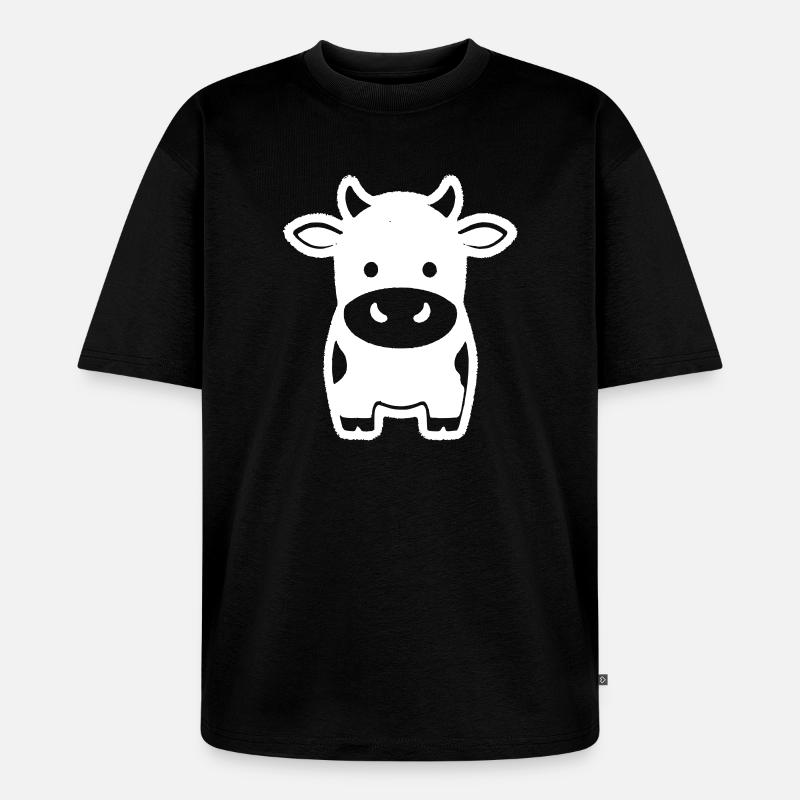Kuh Stehend Comic Milchkuh Icon - Unisex Premium Oversized Bio T-Shirt - Schwarz
