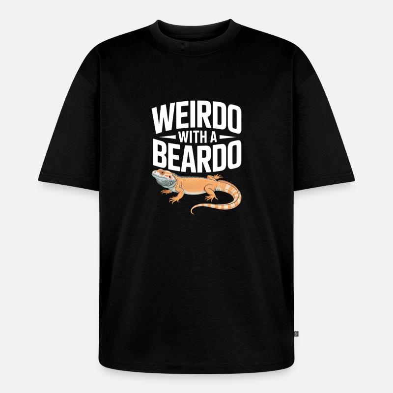 Weirdo mit Bartkind - Unisex Premium Oversized Bio T-Shirt - Schwarz