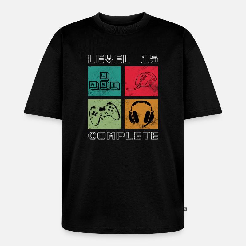 Level 15 Complete - Unisex Premium Oversized Bio T-Shirt - Schwarz