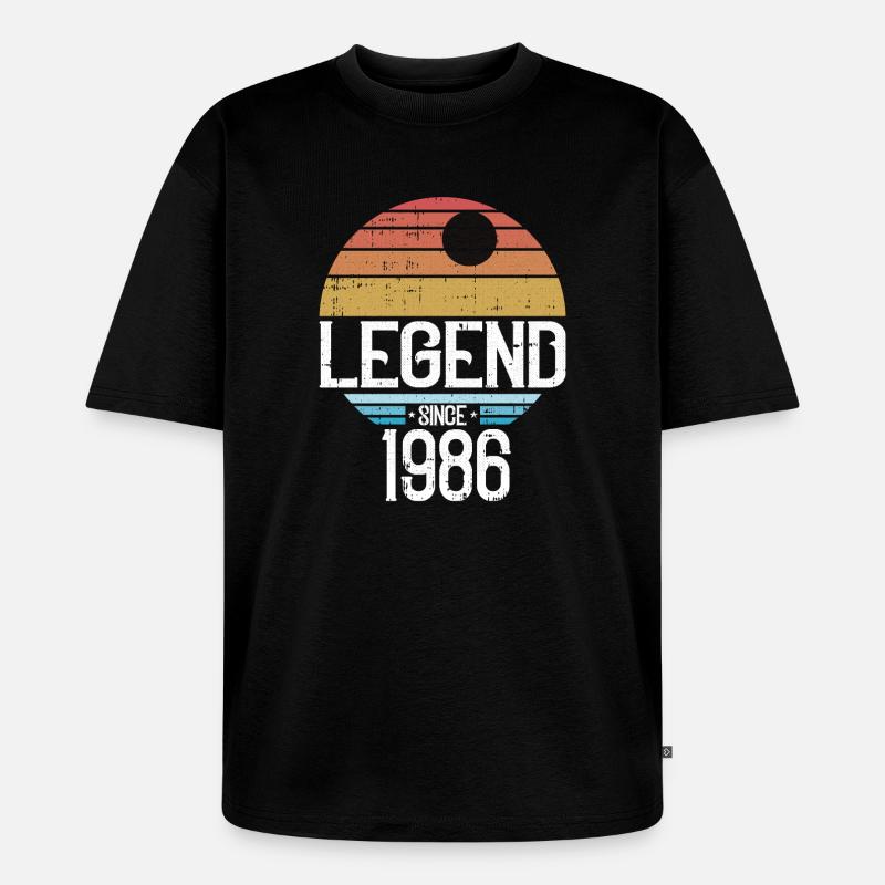 Legend 1986 Retro Sonnenlogo - Unisex Premium Oversized Bio T-Shirt - Schwarz