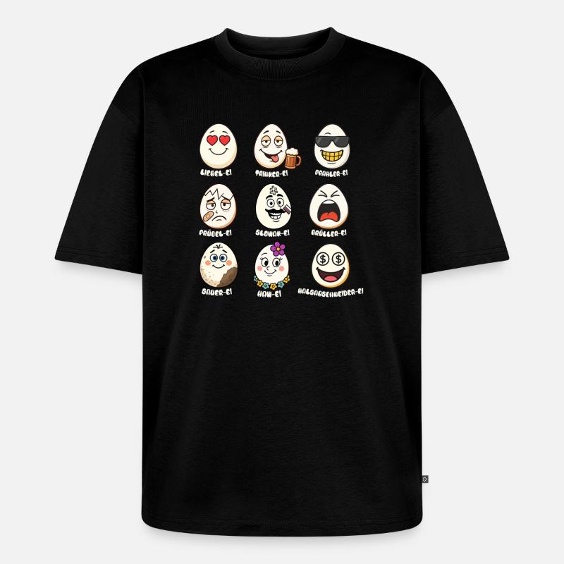 Wortwitziges Eier-Allerlei  - Unisex Premium Oversized Bio T-Shirt - Schwarz