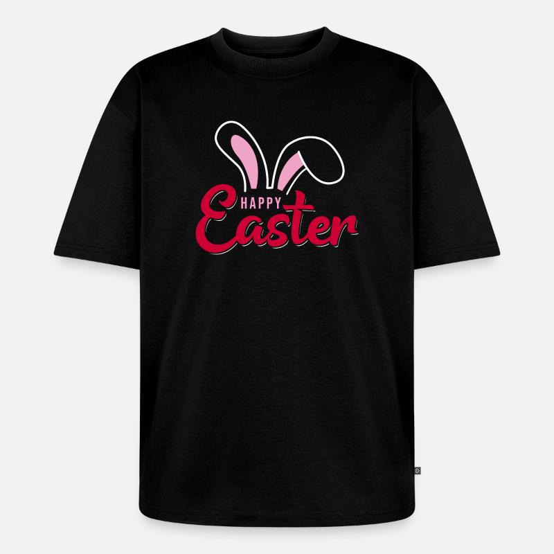 Happy Easter Bunny Scripture - Unisex Premium Oversized Organic T-Shirt - black