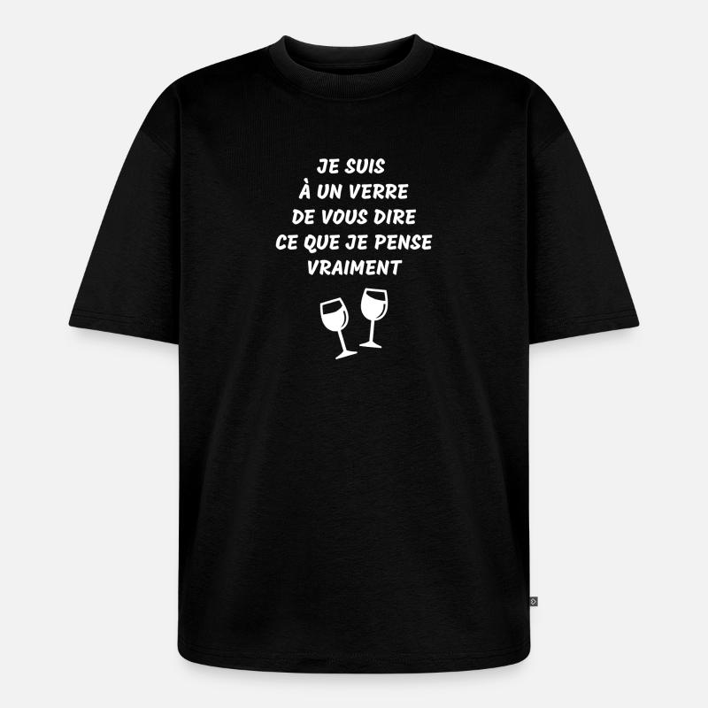 Weinglas, alkoholisch - Unisex Premium Oversized Bio T-Shirt - Schwarz