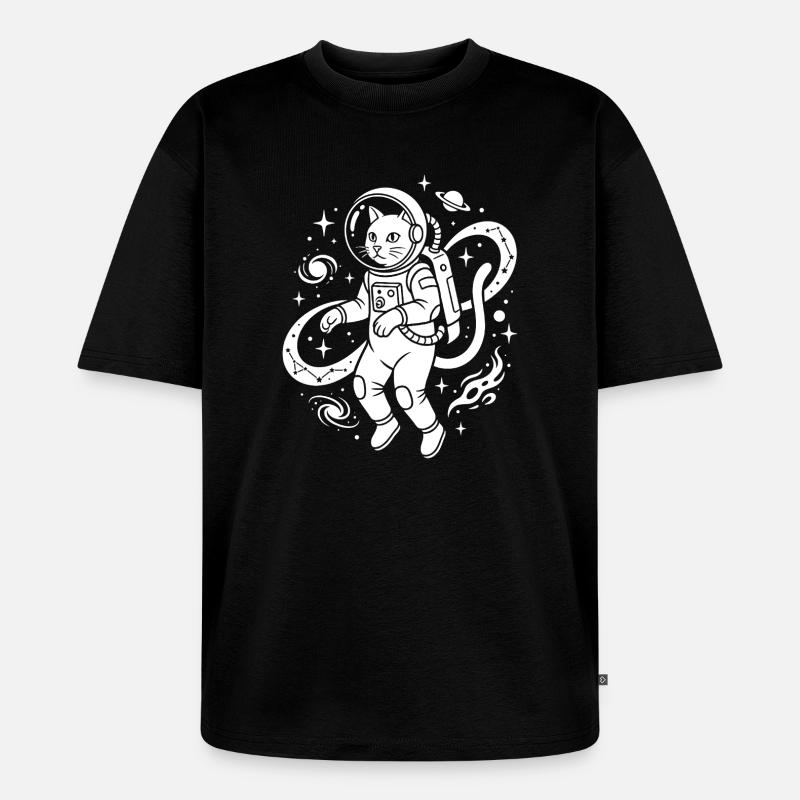 Space Explorer Kitty - Unisex Premium Oversized Bio T-Shirt - Schwarz