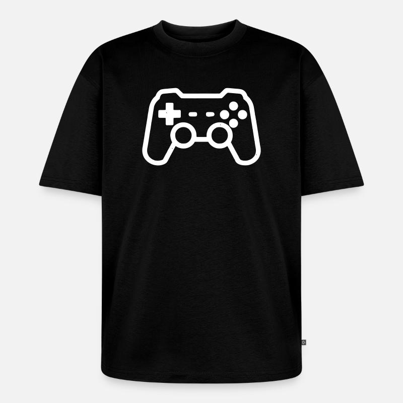 Retro Controller Gamepad - Unisex Premium Oversized Bio T-Shirt - Schwarz