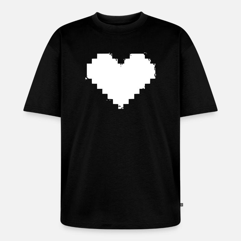 Pixel Herz Grunge Effekt - Unisex Premium Oversized Bio T-Shirt - Schwarz