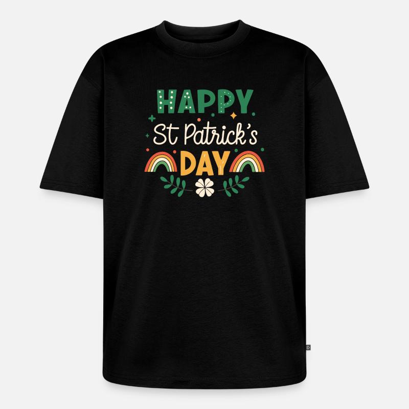 Frohen St. Patrick's Day Regenbogen - Unisex Premium Oversized Bio T-Shirt - Schwarz