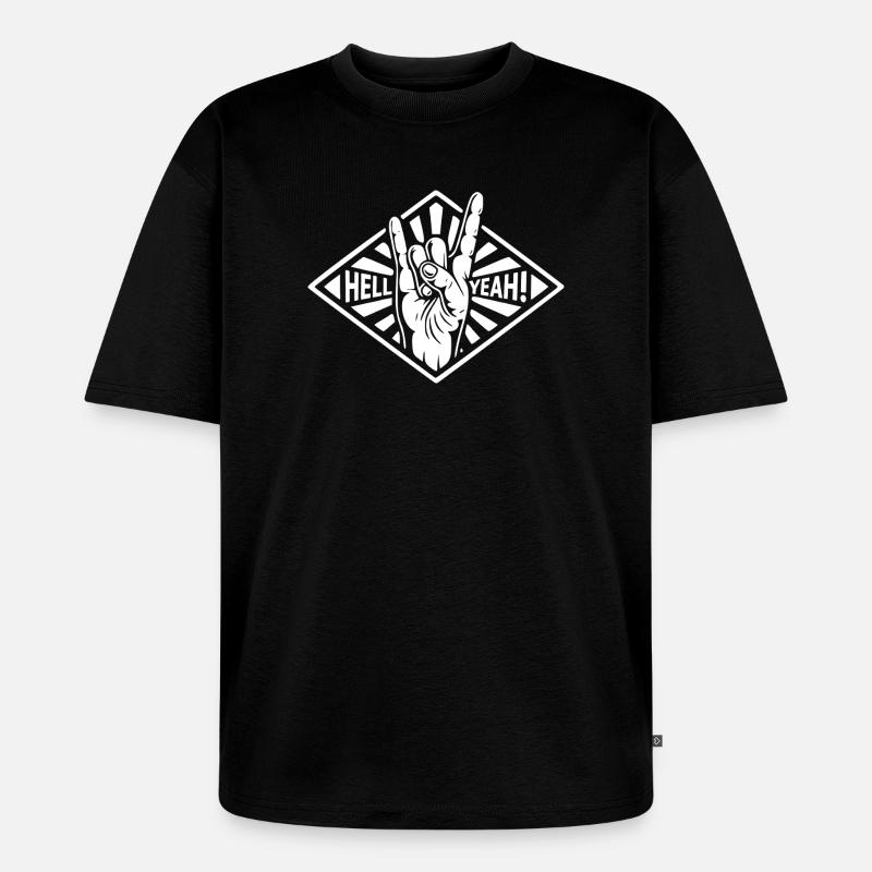 Hell Yeah Hand Gesture - T-shirt Premium bio oversize Unisexe - noir