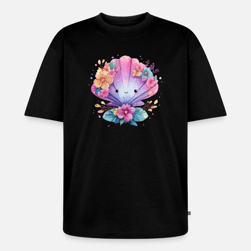 Moule fleurie avec des fleurs joyeuses - T-shirt Premium bio oversize Unisexe - noir