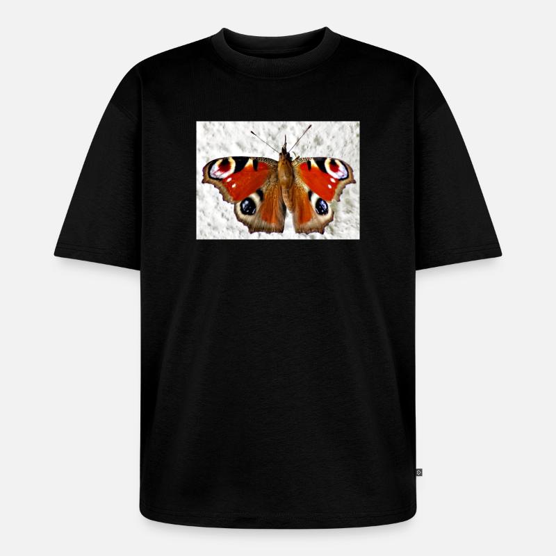 Peacock Eye Butterfly Pattern - Unisex Premium Oversized Organic T-Shirt - black