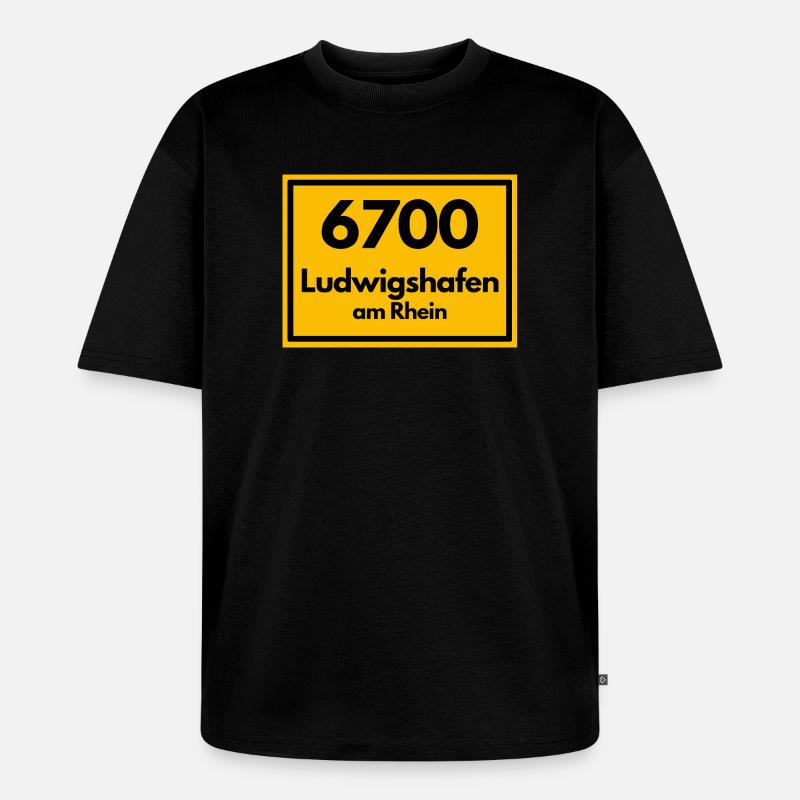 OLD POSTCODE POSTCODE RETRO 6700 LUDWIGSHAFEN - Unisex Premium Oversized Organic T-Shirt - black