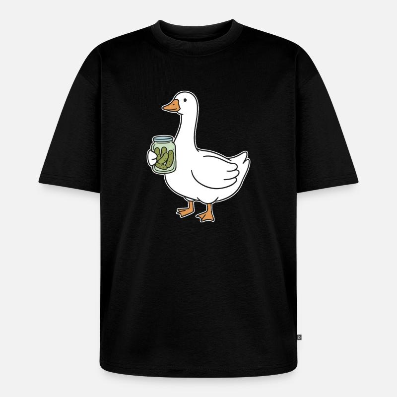 Ente mit Einmachglas Gurken - Unisex Premium Oversized Bio T-Shirt - Schwarz