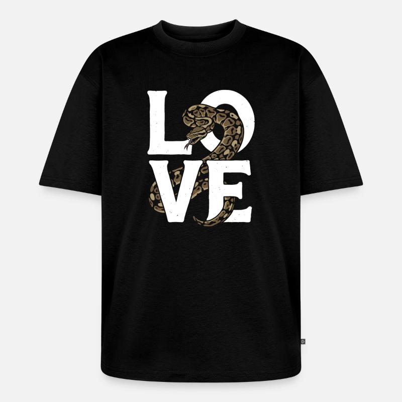 Königspython Schlangen LOVE Terrarium Python - Unisex Premium Oversized Bio T-Shirt - Schwarz