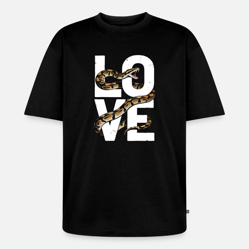 Königspython Schlangen LOVE Terrarium Python - Unisex Premium Oversized Bio T-Shirt - Schwarz