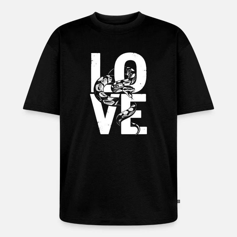Königspython Schlangen LOVE Terrarium Python - Unisex Premium Oversized Bio T-Shirt - Schwarz