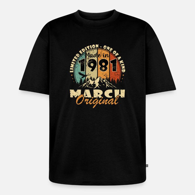 Mars 1981 Né mars 1981 - T-shirt Premium bio oversize Unisexe - noir