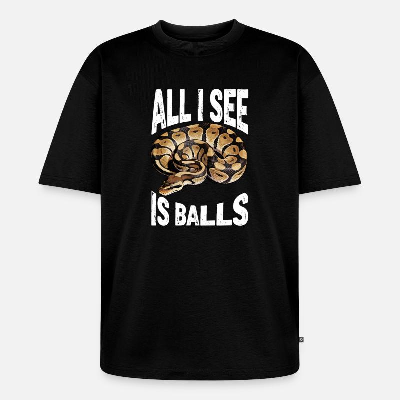 Königspython Schlangen Liebhaber Terrarium Python - Unisex Premium Oversized Bio T-Shirt - Schwarz