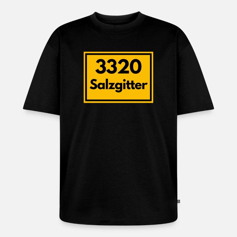 OLD POSTCODE POSTCODE RETRO 3320 SALZGITTER - Unisex Premium Oversized Organic T-Shirt - black