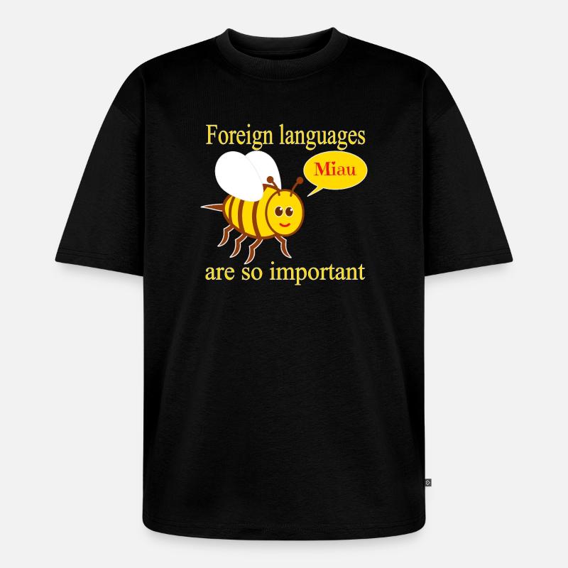 Bee with speech bubble - Unisex Premium Oversized Organic T-Shirt - black