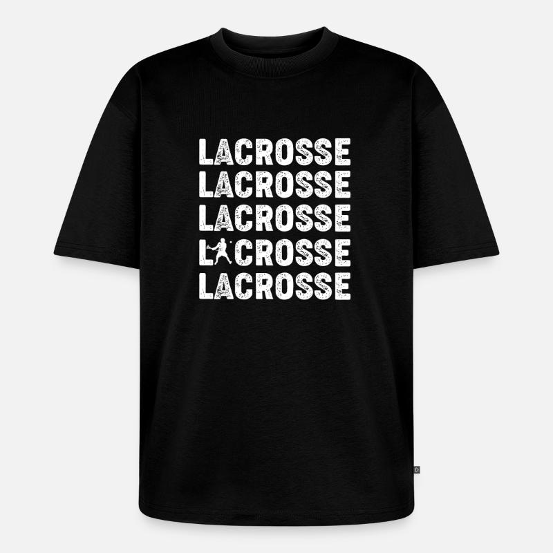 Lacrosse Repeated Text Bold Design - Unisex Premium Oversized Bio T-Shirt - Schwarz