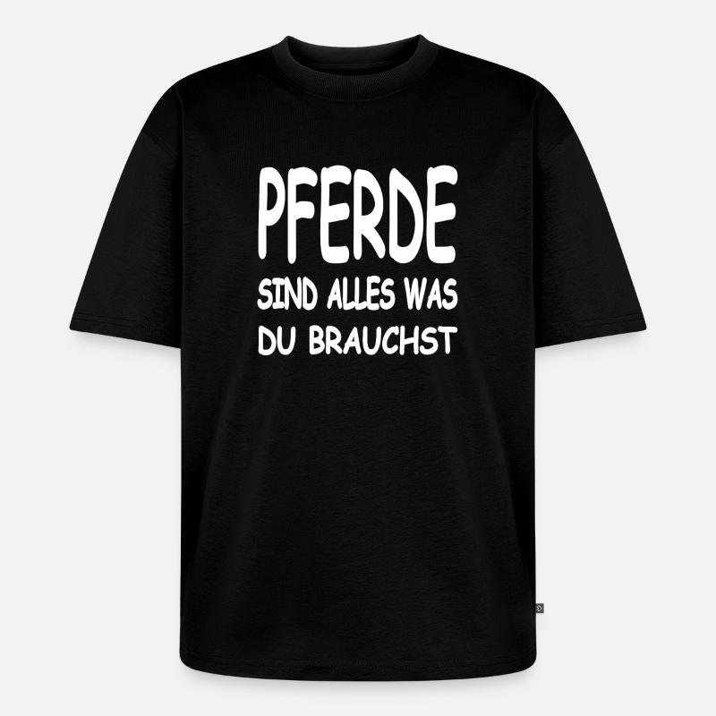 Pferde - Unisex Premium Oversized Bio T-Shirt - Schwarz