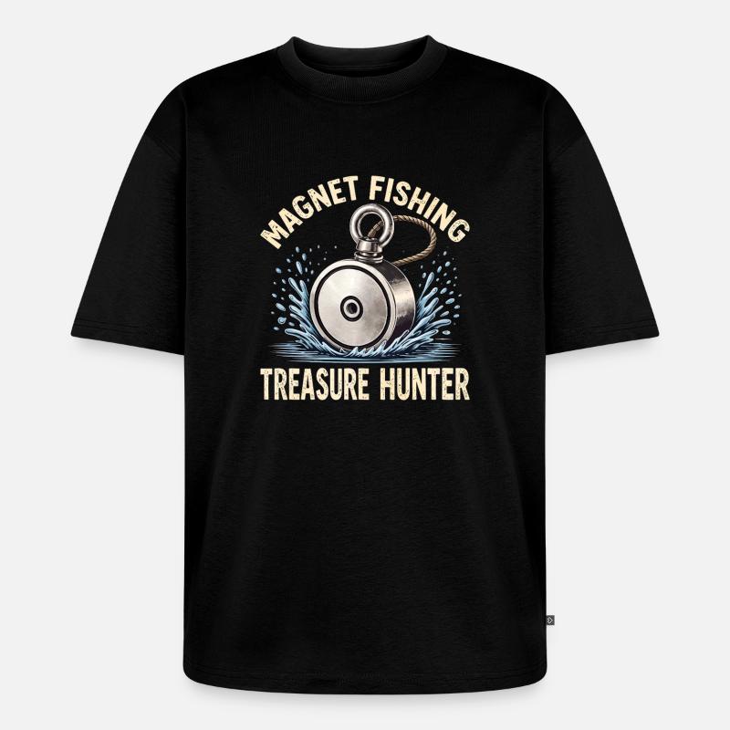Magnetfischen Schatzjaeger - Unisex Premium Oversized Bio T-Shirt - Schwarz