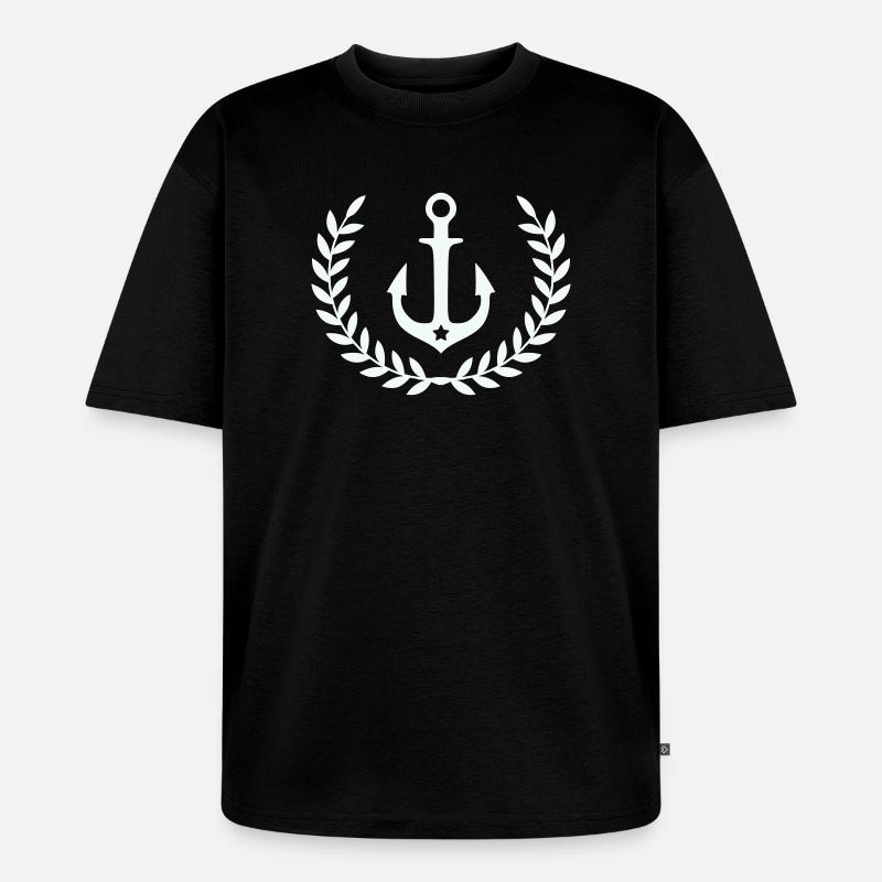 Anker im Lorbeerkranz - Unisex Premium Oversized Bio T-Shirt - Schwarz