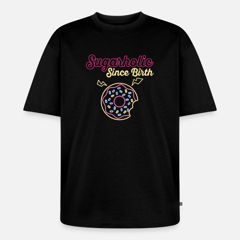 Neon Sugar Donut seit Geburt - Unisex Premium Oversized Bio T-Shirt - Schwarz