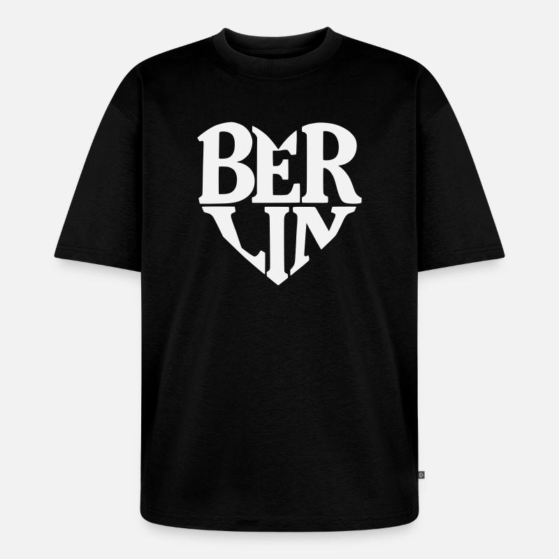 Berlin Herzschrift Logo - Unisex Premium Oversized Bio T-Shirt - Schwarz