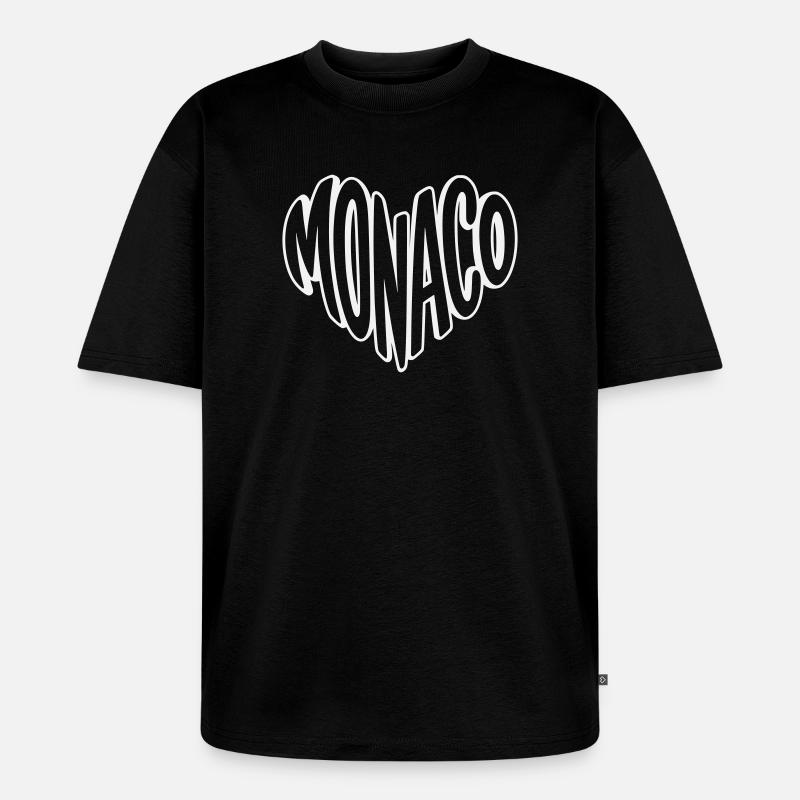Monaco Schriftzug Retro Typo - Unisex Premium Oversized Bio T-Shirt - Schwarz