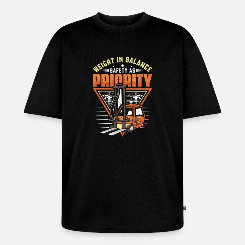 Staplerfahrer Englisch Spruch Stapler - Unisex Premium Oversized Bio T-Shirt - Schwarz