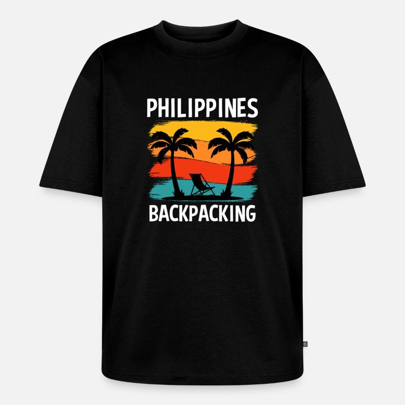 Philippines Backpacking Sunset Design - Unisex Premium Oversized Bio T-Shirt - Schwarz