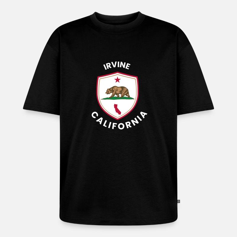 Irvine CA Bear Shield Emblem - Unisex Premium Oversized Organic T-Shirt - black