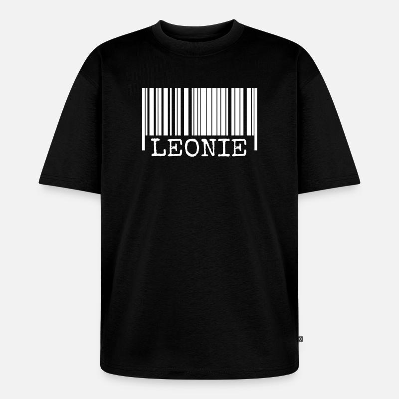 Leonie als Strichcode - Unisex Premium Oversized Bio T-Shirt - Schwarz