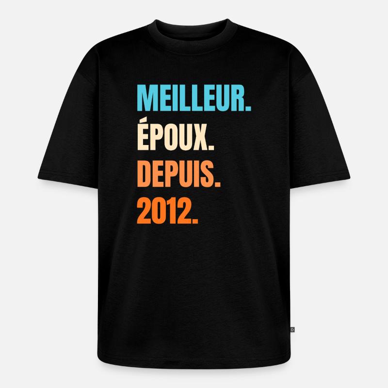 Bester Ehemann seit 2012 Geschenk-Ehemann - Unisex Premium Oversized Bio T-Shirt - Schwarz