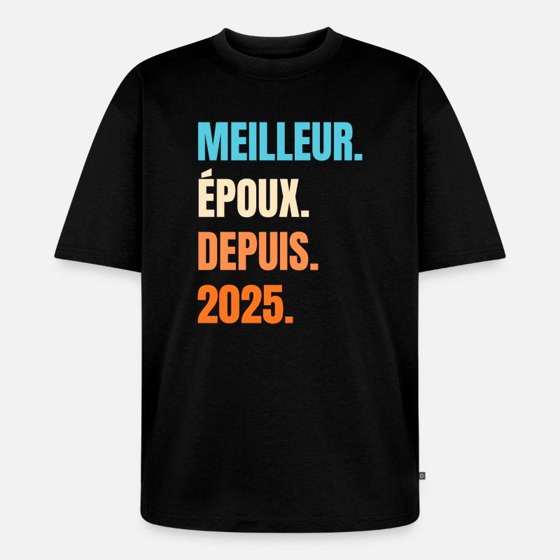 Bester Ehemann seit 2025 Geschenk-Ehemann - Unisex Premium Oversized Bio T-Shirt - Schwarz