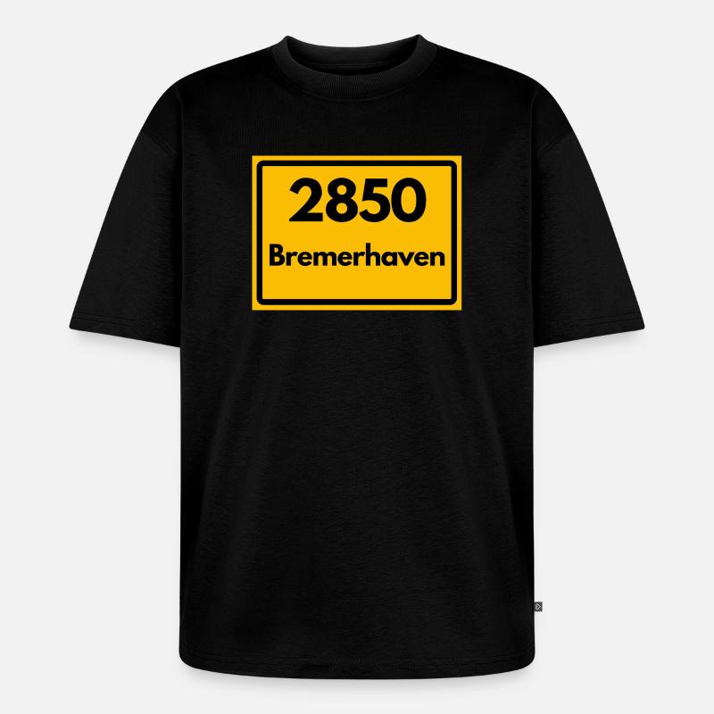 OLD POSTCODE POSTCODE RETRO 2850 BREMERHAVEN - Unisex Premium Oversized Organic T-Shirt - black