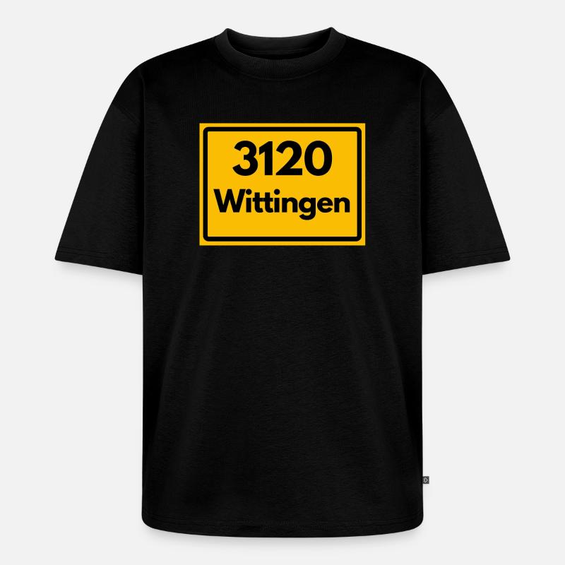 OLD POSTCODE POSTCODE RETRO 3120 WITTRINGEN - Unisex Premium Oversized Organic T-Shirt - black