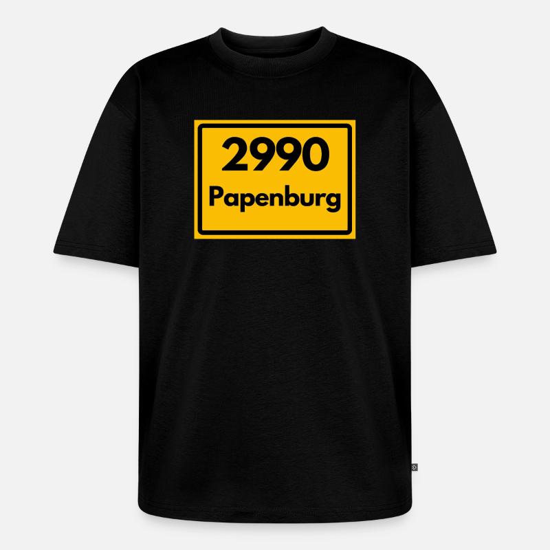 OLD POSTCODE POSTCODE RETRO 2990 PAPENBURG - Unisex Premium Oversized Organic T-Shirt - black