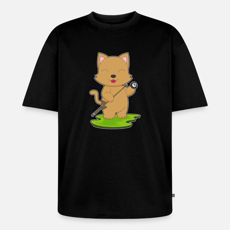 Katze Billiard Queue Sport - Unisex Premium Oversized Bio T-Shirt - Schwarz