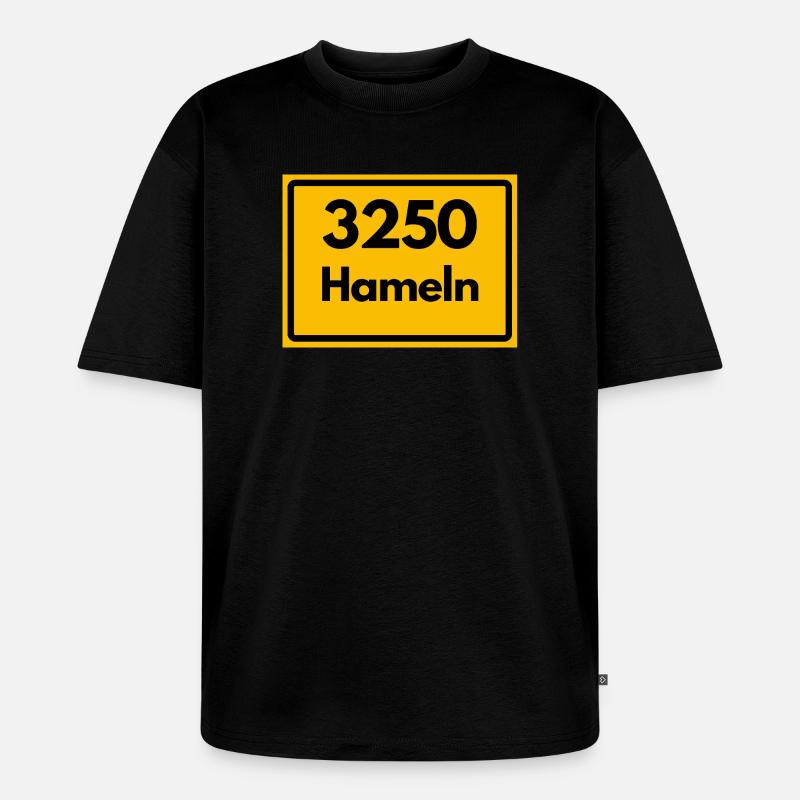 OLD POSTCODE POSTCODE 3250 HAMELN RATTENFÄNGER - Unisex Premium Oversized Organic T-Shirt - black