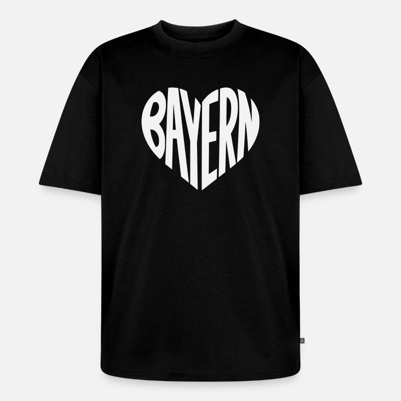 Bayern Herz Typografie - Unisex Premium Oversized Bio T-Shirt - Schwarz