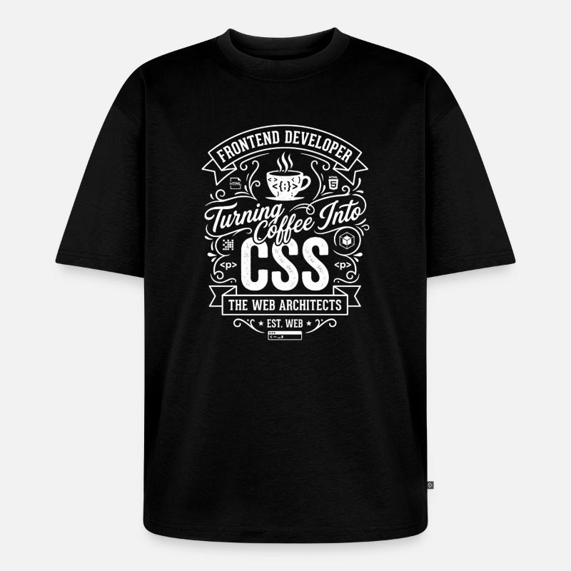 Frontend Coffee CSS Tee - Ekologisk oversized premium-T-shirt unisex - svart